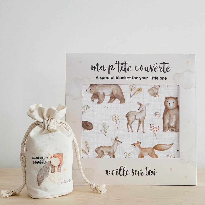 Petite Couverture Minky - Animaux de la Forêt-Veille sur Toi-VST-VSTCVBOISE-CLÉMENT