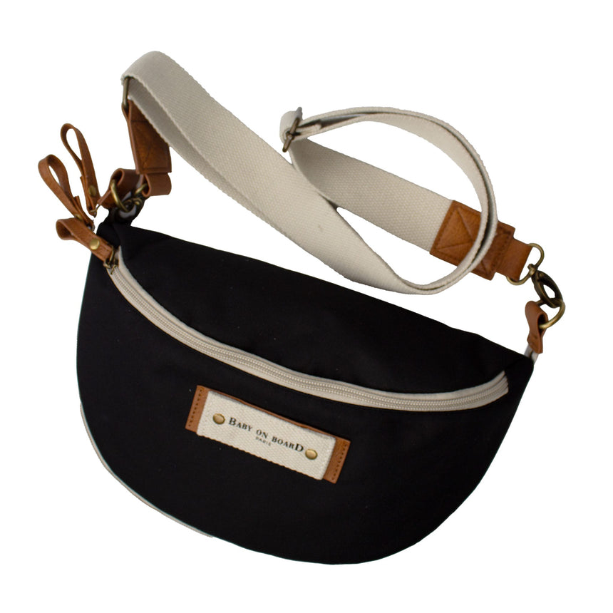 Sac à Langer Banane Avec Bandoulière Armelle - Noir-Baby on board-YND-BOB-2201-CLÉMENT