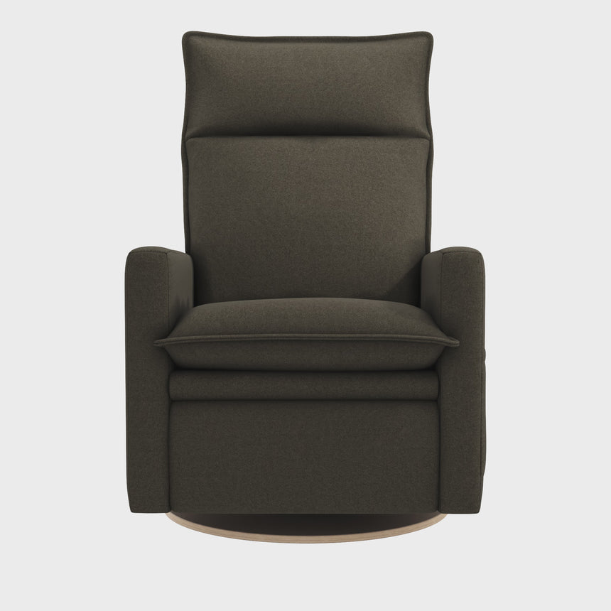 Grand Fauteuil Berçant et Pivotant Arya avec Mécanisme Électrique - Tissu Anti-tache Mojo Espresso