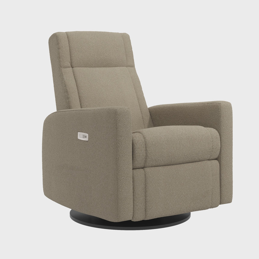 Grand Fauteuil Berçant et Pivotant Nelly avec Mécanisme Électrique - Tissu Anti-tache Tessa Mocha